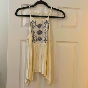 Full Tilt High Neck Cream and Blue Top